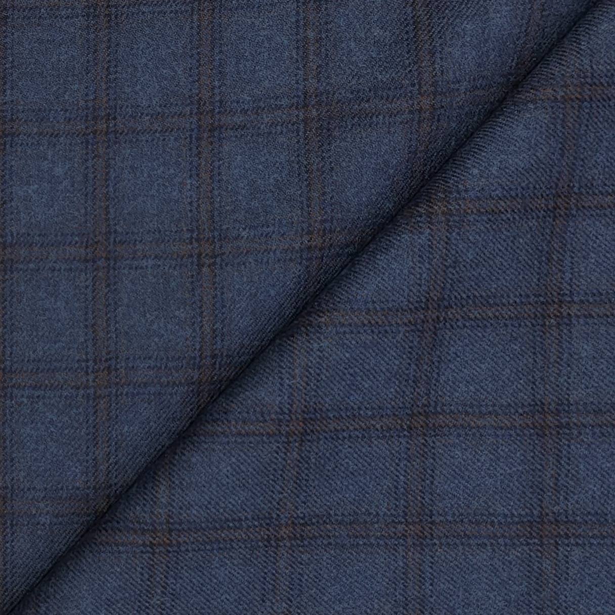 Tweed Blazer Faric OCM Premium Wool Blended Broad Check Colour Base Blue